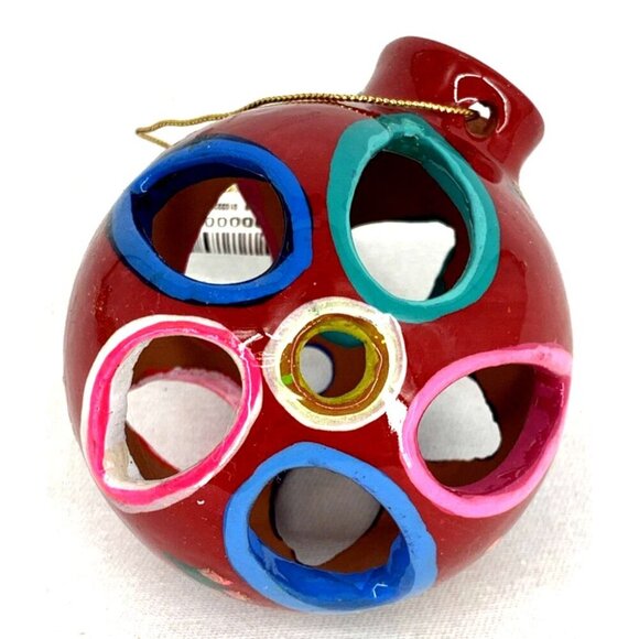 Talavera Hand Painted Christmas Ornaments Round Cut Out Luminaries Lot of 6 NOS - Picture 2 of 16